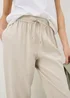 Oatmeal Linen Blend Tapered Trousers - Size 8 Image 2
