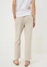 Oatmeal Linen Blend Tapered Trousers - Size 8 Image 3