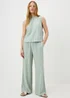 Green Stripe Linen Wide Leg Co Ord Trousers - Size 08 29 leg Image 1