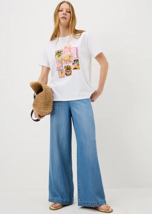 White Postcard Graphic T-Shirt - Small Image 2