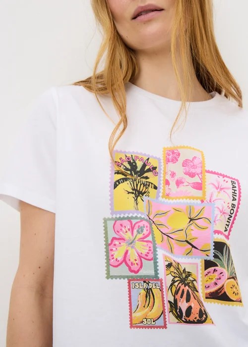 White Postcard Graphic T-Shirt - Small Image 3