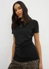 Black Short Sleeve Drape T-Shirt - Size 8 Image 1