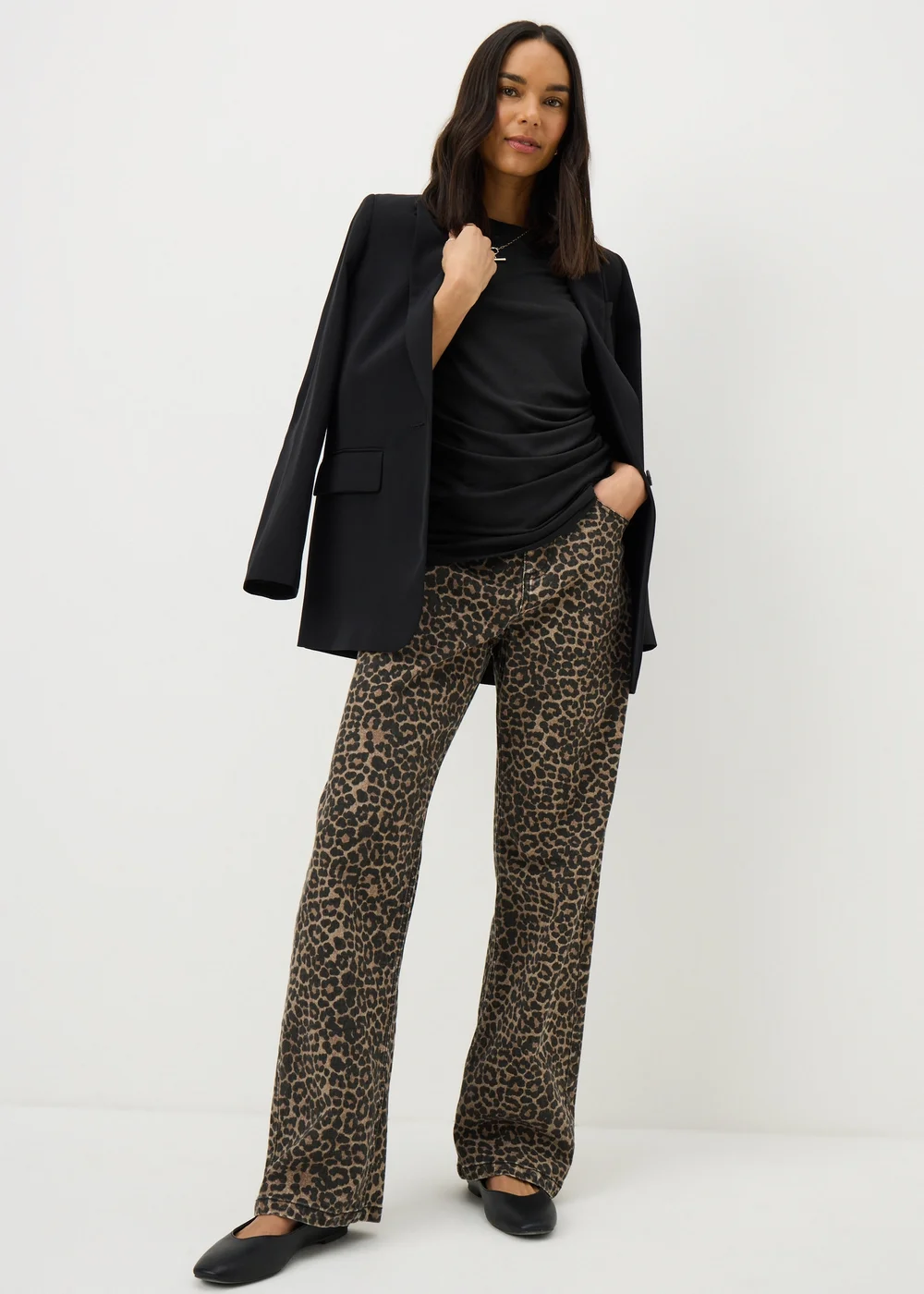 Black Short Sleeve Drape T-Shirt - Size 8 Image 2