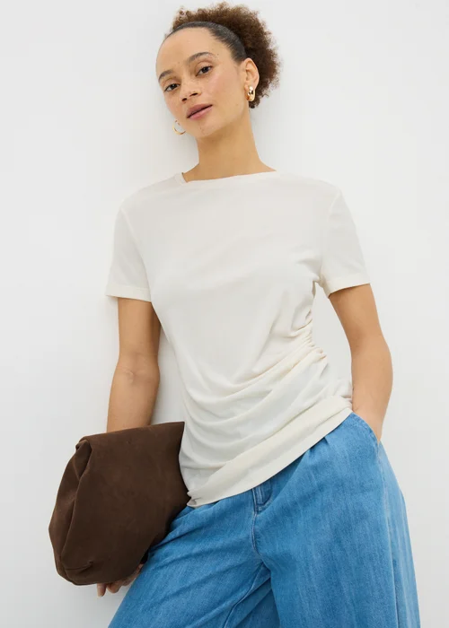 White Short Sleeve Drape T-Shirt - Size 8 Image 1