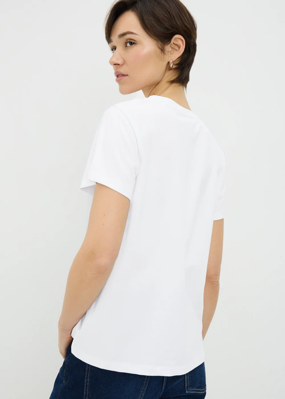 White Ruched Tie Front T-Shirt - Small Image 3
