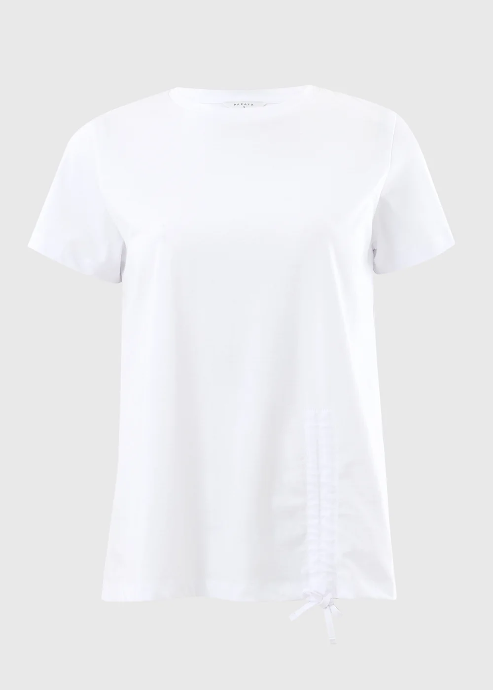 White Ruched Tie Front T-Shirt - Small Image 4
