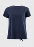 Navy Ruched Tie Front T-Shirt - Small Image 1