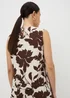 Brown Floral Linen Rich Co Ord Vest Top - Size 8 Image 3