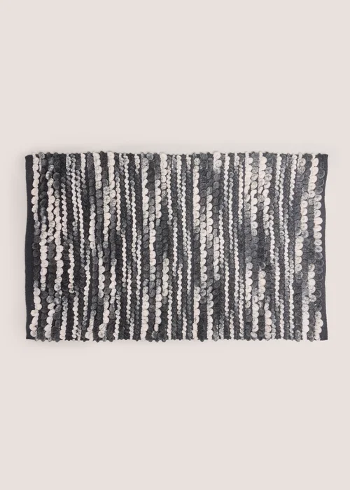 Black and White Marl Chenille Bath Mat Image 1
