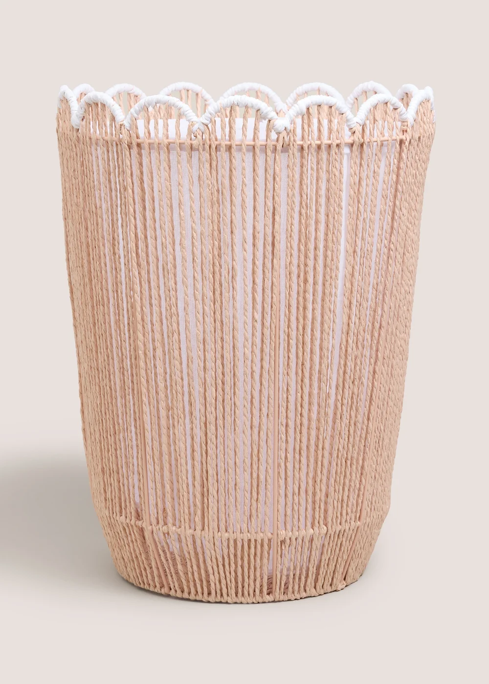 Pink Scallop Laundry Basket Image 1