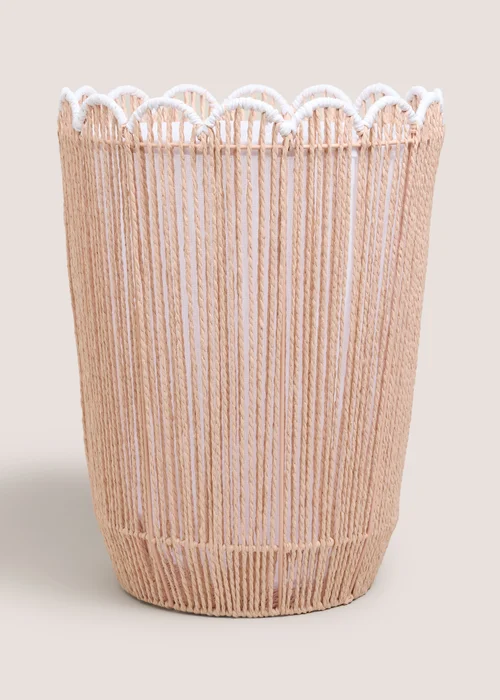 Pink Scallop Laundry Basket Image 1