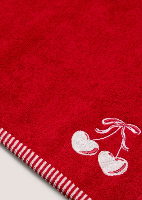 Red Cherry Embroidered Hand Towel - Hand Towel Image 2