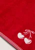 Red Cherry Embroidered Hand Towel - Hand Towel Image 2