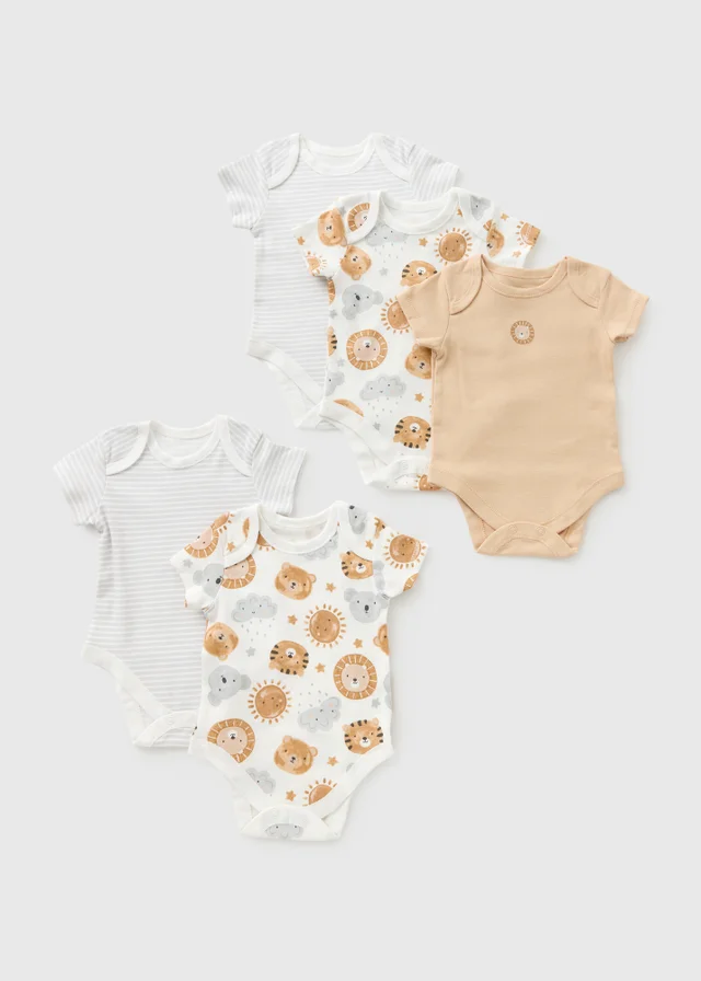 5 Pack Baby Animal Cloud Bodysuits (Newborn-23mths)