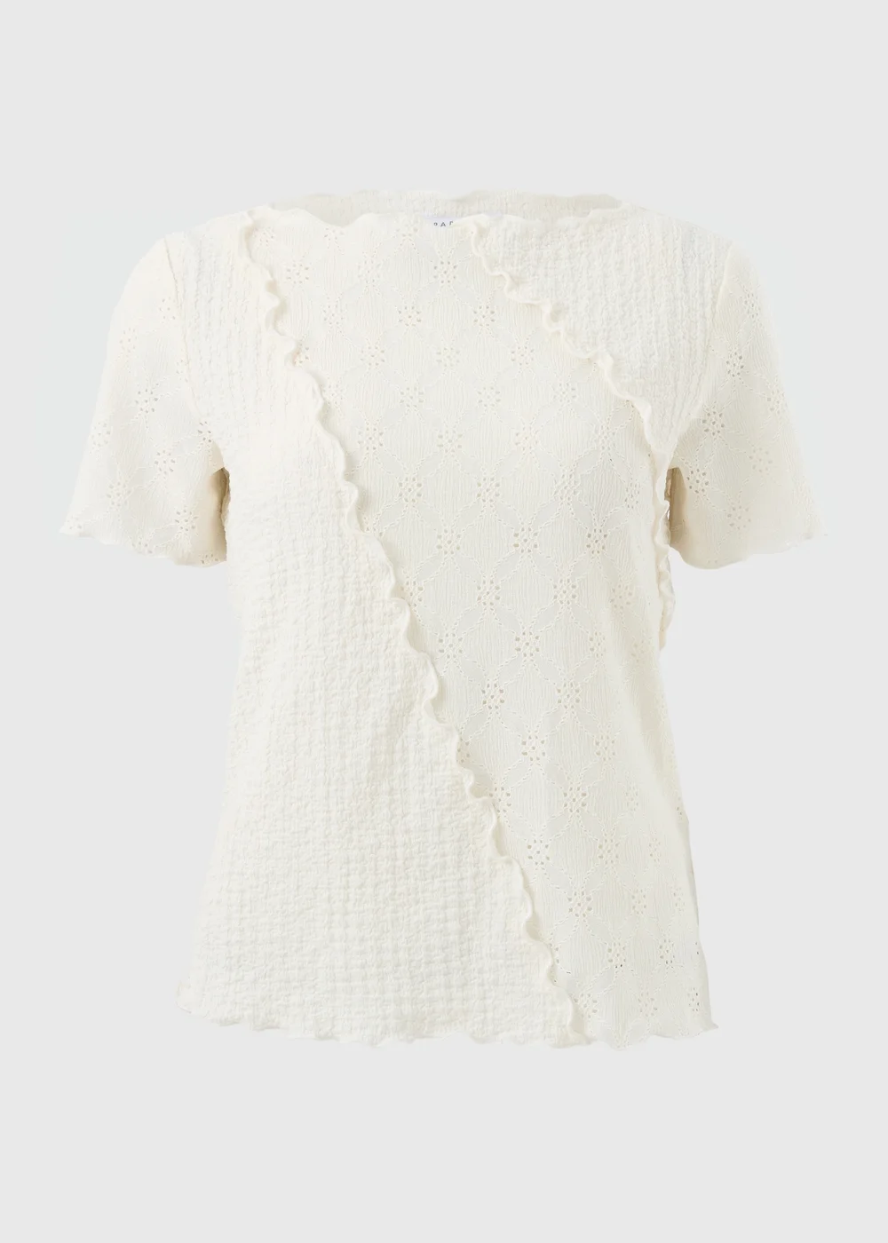 Cream Mixed Texture T-Shirt - Size 8 Image 2