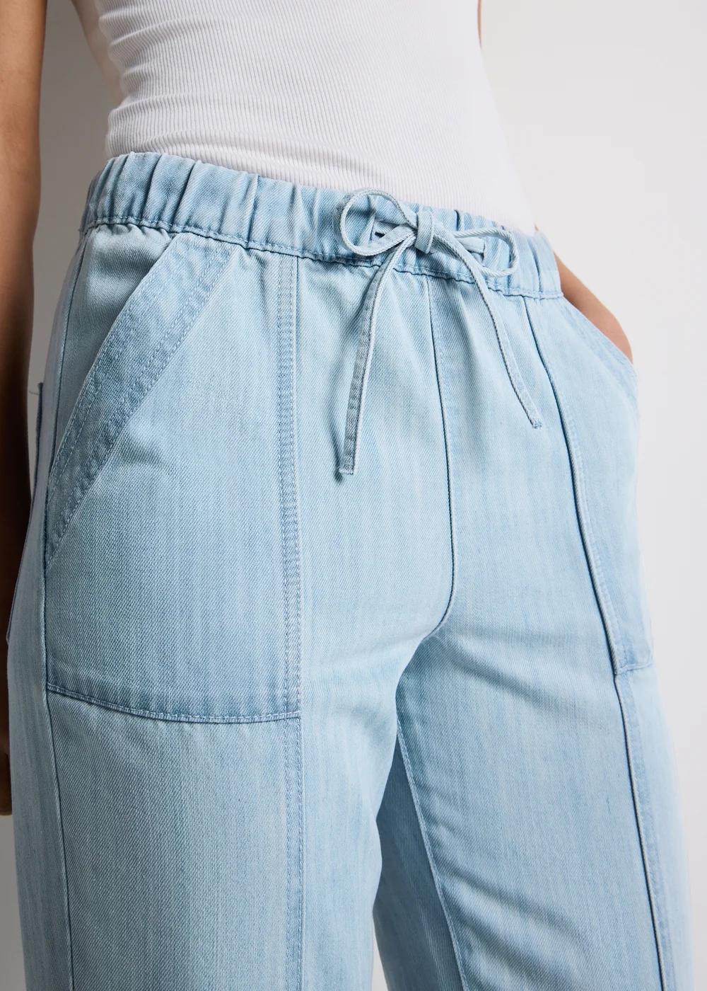 Light Blue Denim Utility Joggers - 8 Image 3