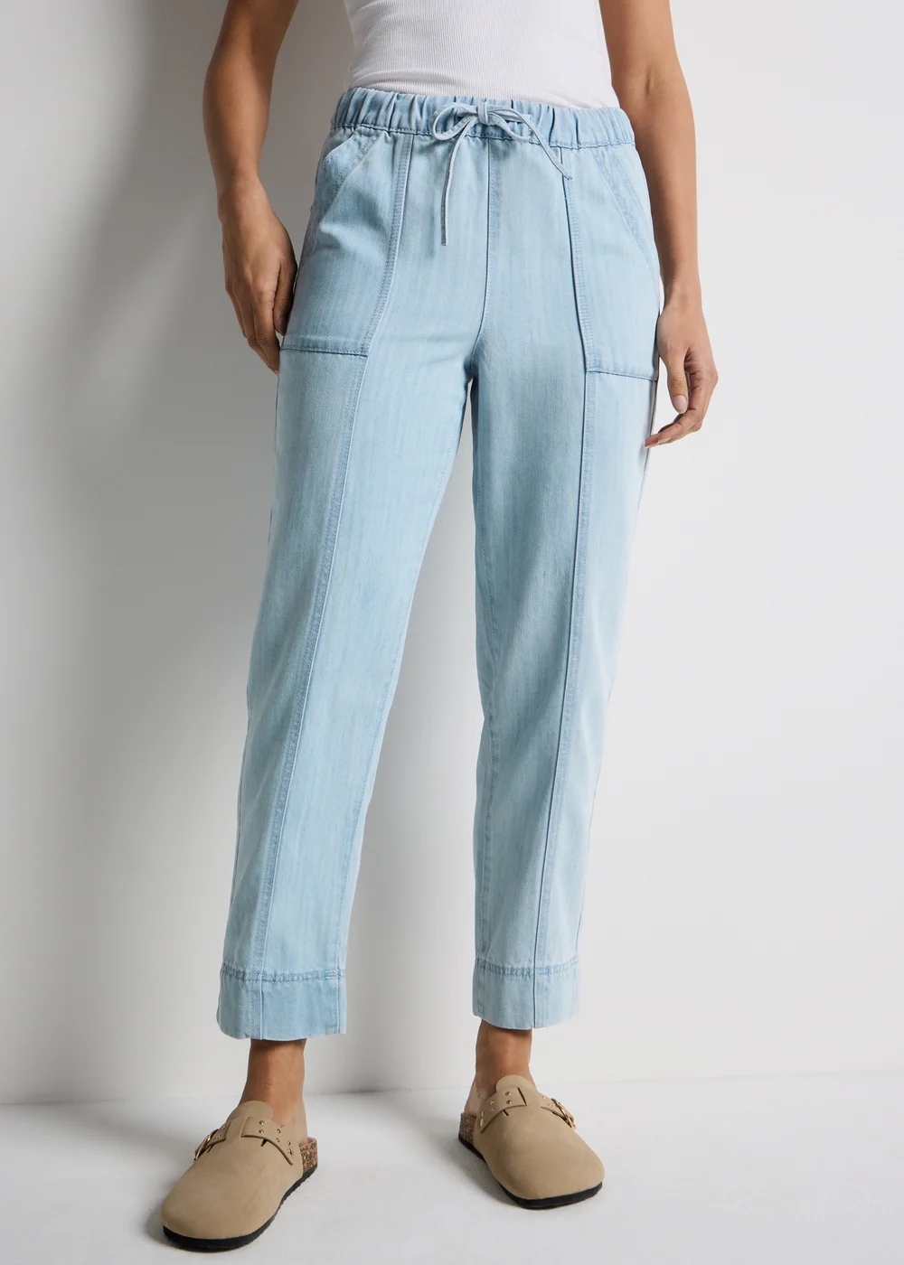 Light Blue Denim Utility Joggers - 8 Image 5