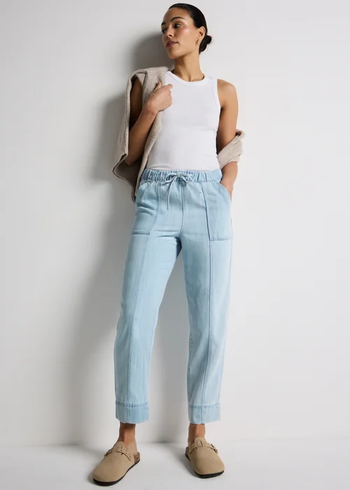 Light Blue Denim Utility Joggers - 8 Image 4