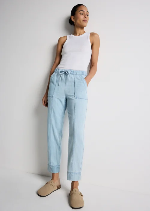 Light Blue Denim Utility Joggers - 8 Image 1