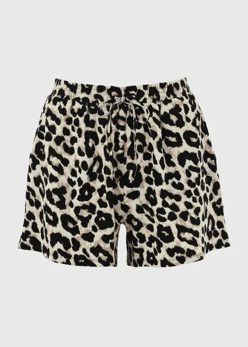 Brown Leopard Print Co Ord Shorts - Medium Image 4