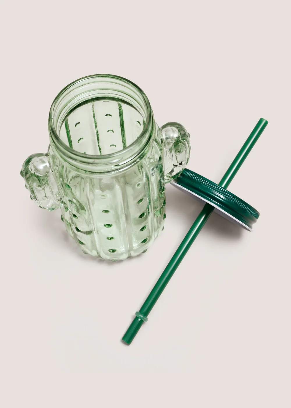 Cactus Glass Cup With Straw Image 2