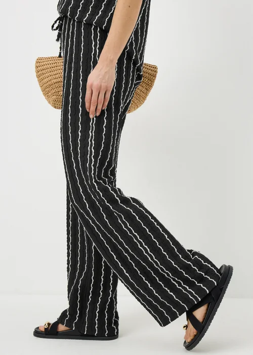 Black Stripe Jersey Wide Leg Co Ord Trousers - 22/L29 Image 2
