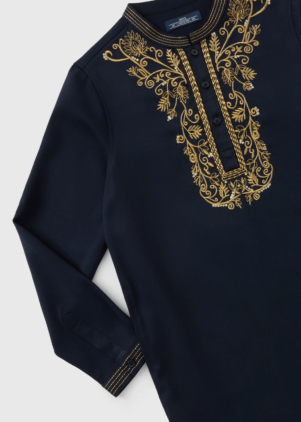 Boys Navy Kurta Shirt (7-15yrs) - Age 7 Years Image 2