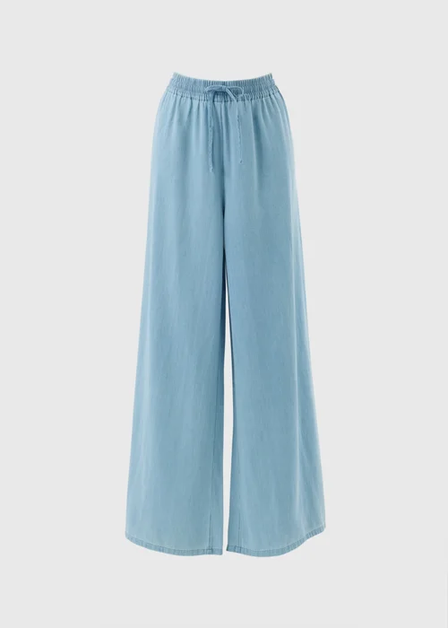 Blue Chambray Wide Leg Co Ord Trousers - 8/L31 Image 4