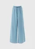 Blue Chambray Wide Leg Co Ord Trousers - Size 10 29 leg Image 1