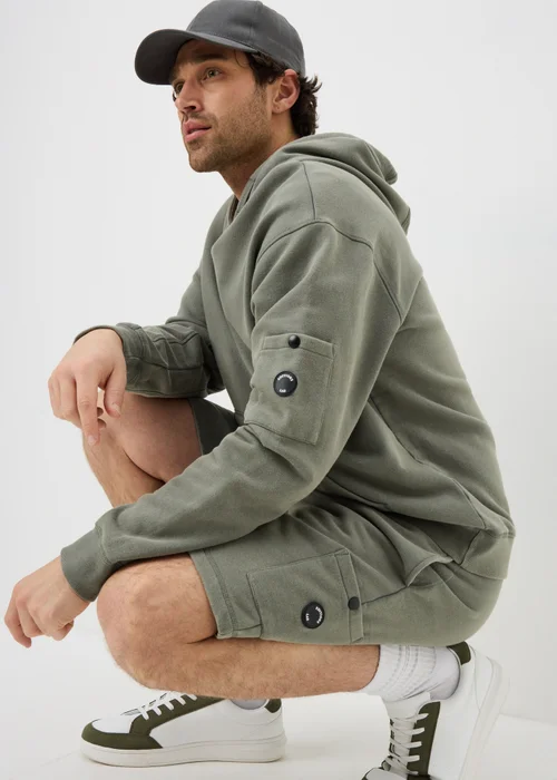 Khaki Washed Co Ord Jogger Shorts - S Image 2