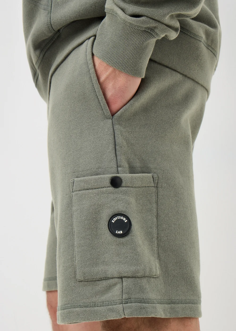 Khaki Washed Co Ord Jogger Shorts - S Image 3