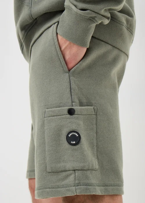 Khaki Washed Co Ord Jogger Shorts - S Image 3