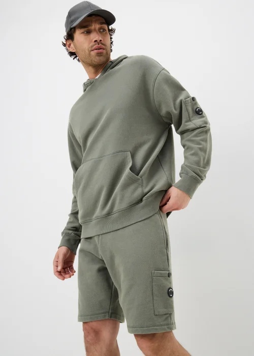 Khaki Washed Co Ord Jogger Shorts - S Image 1