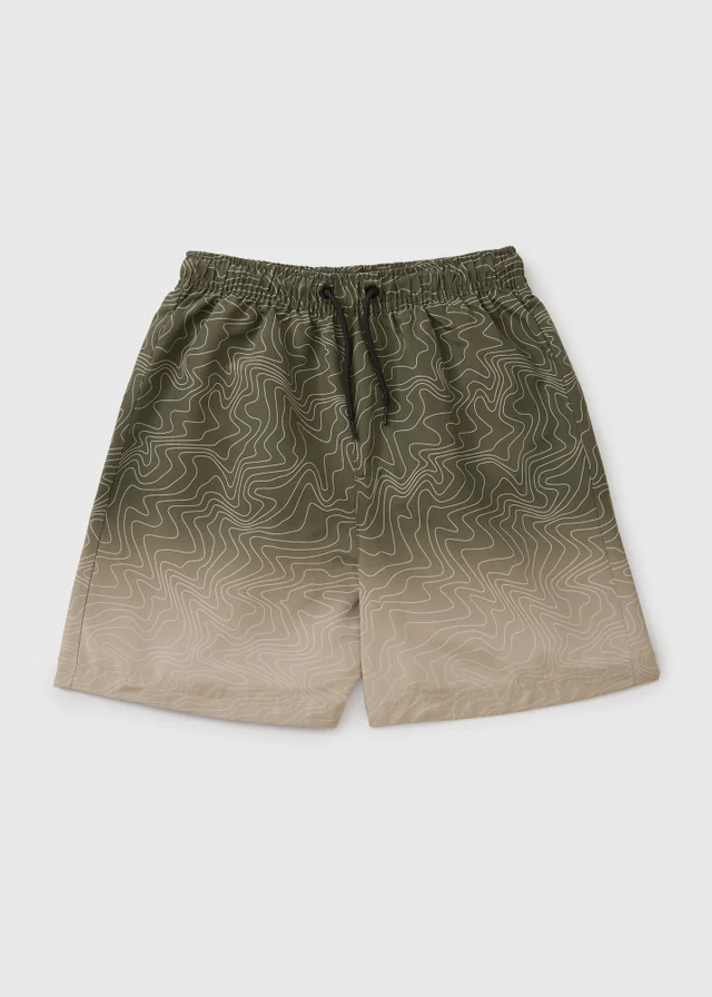 Boys Khaki Swirl Swim Shorts (7-15yrs)