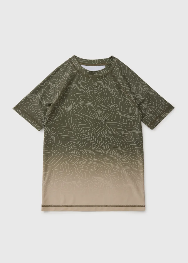 Boys Khaki Squiggle Rash Vest (7-15yrs)