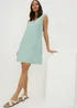 Teal V Neck Linen Rich Mini Dress - Size 8 Image 1