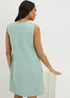 Teal V Neck Linen Rich Mini Dress - Size 8 Image 3