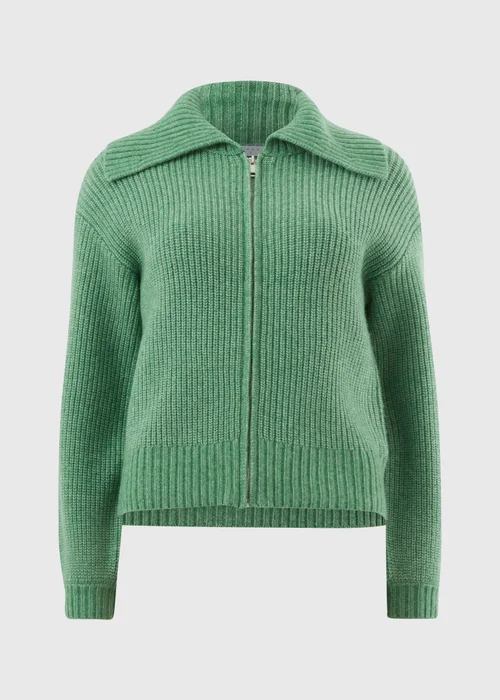 Green Zip Front Ribbed Cardigan - Extra small Image 4