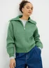 Green Zip Front Ribbed Cardigan - Extra small Image 1