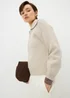 Oatmeal Zip Front Ribbed Cardigan - Extra small Image 1