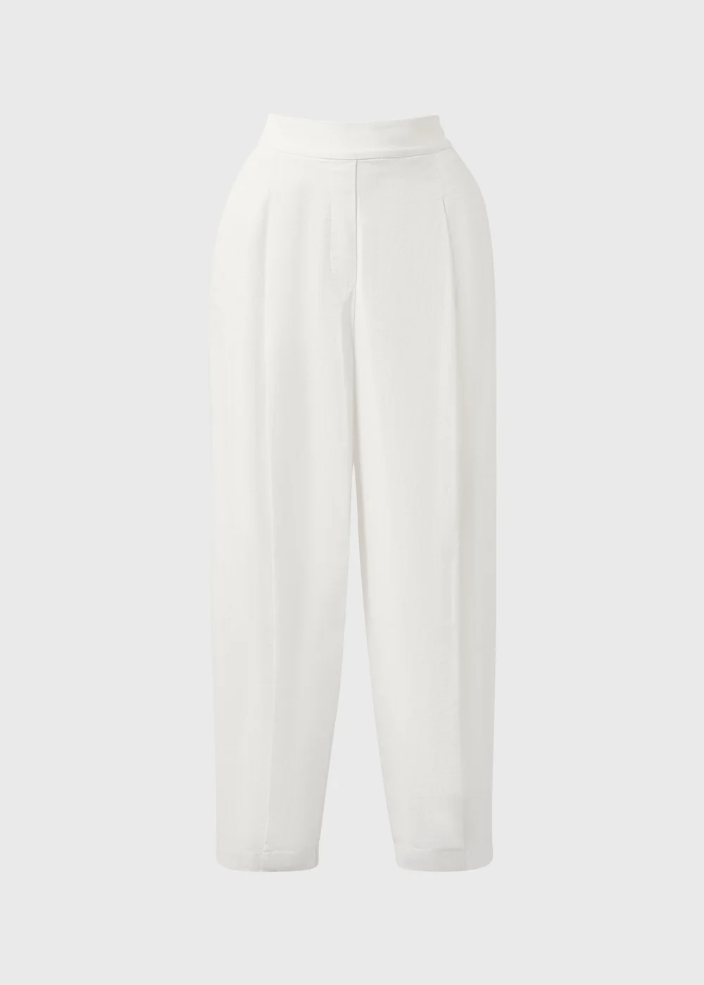 White Linen Blend High Waist Carrot Leg Trousers - Size 8 Image 4