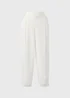 White Linen High Waist Carrot Leg Trousers - Size 8 Image 4