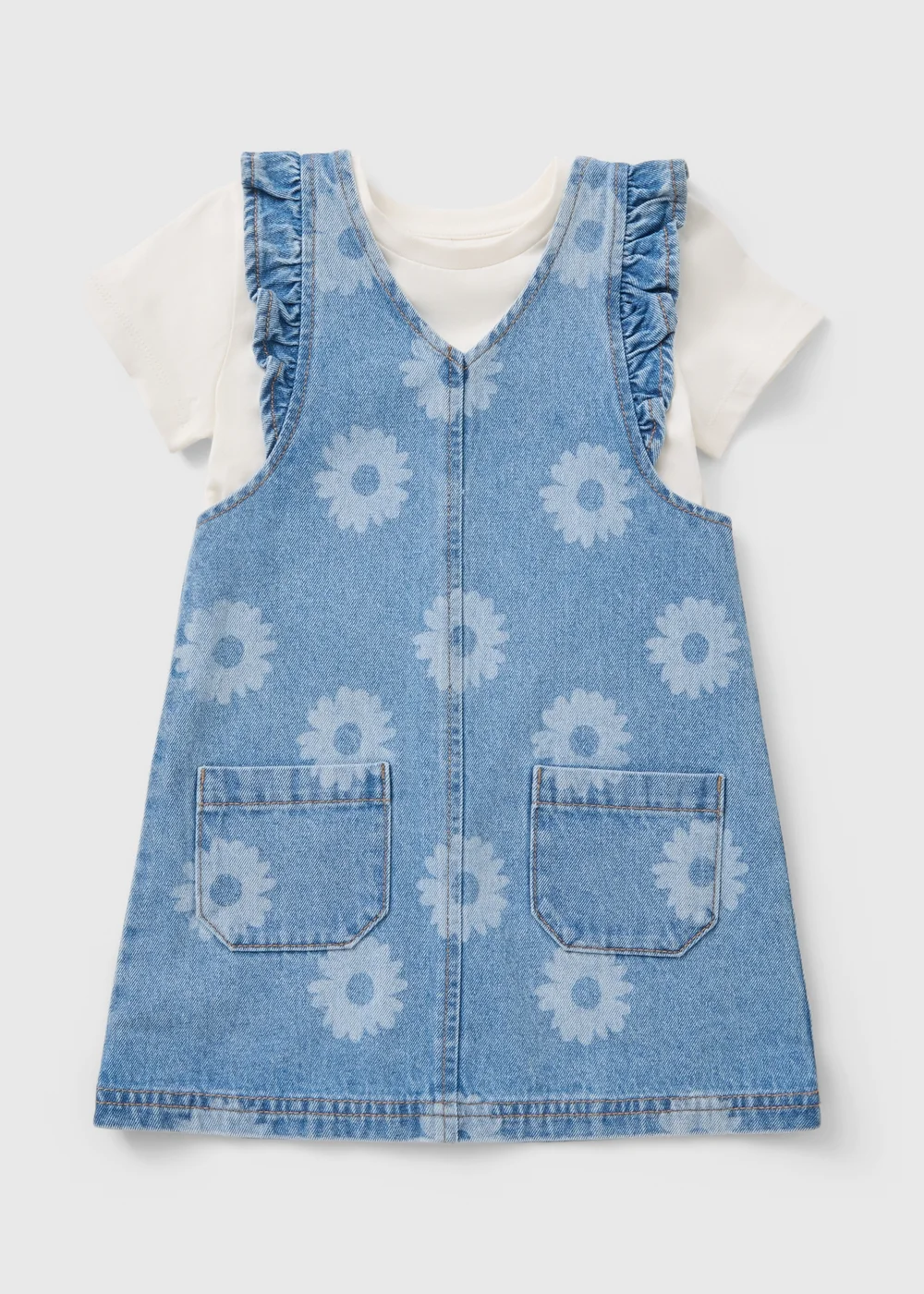 Girls Floral Denim Top & Pinafore Set (1-7yrs) - 1 to 1 half years Image 1