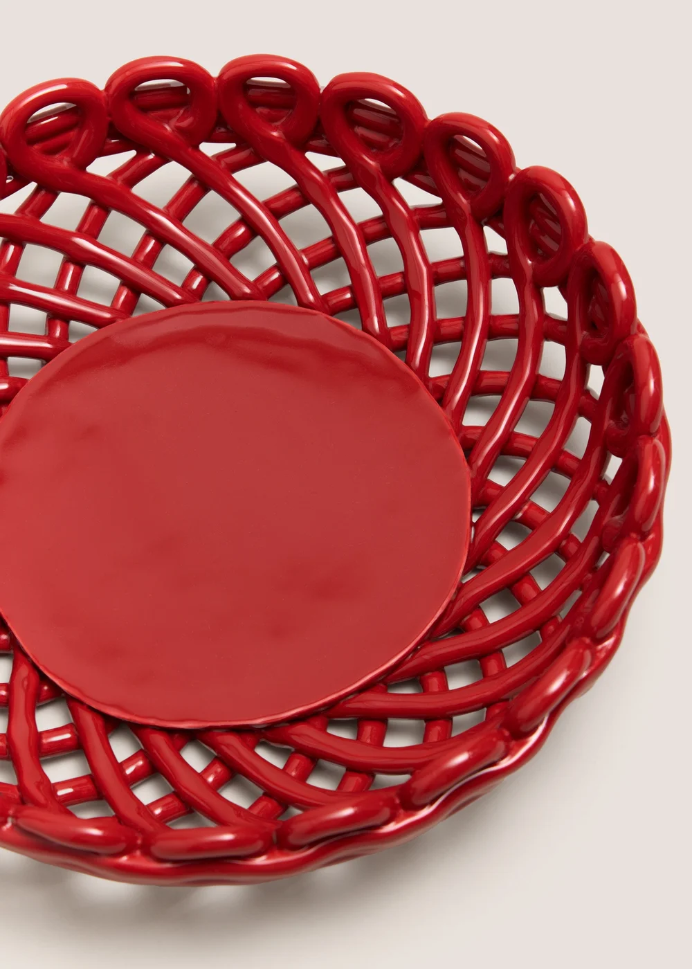Red Woven Ceramic Bowl Image 2