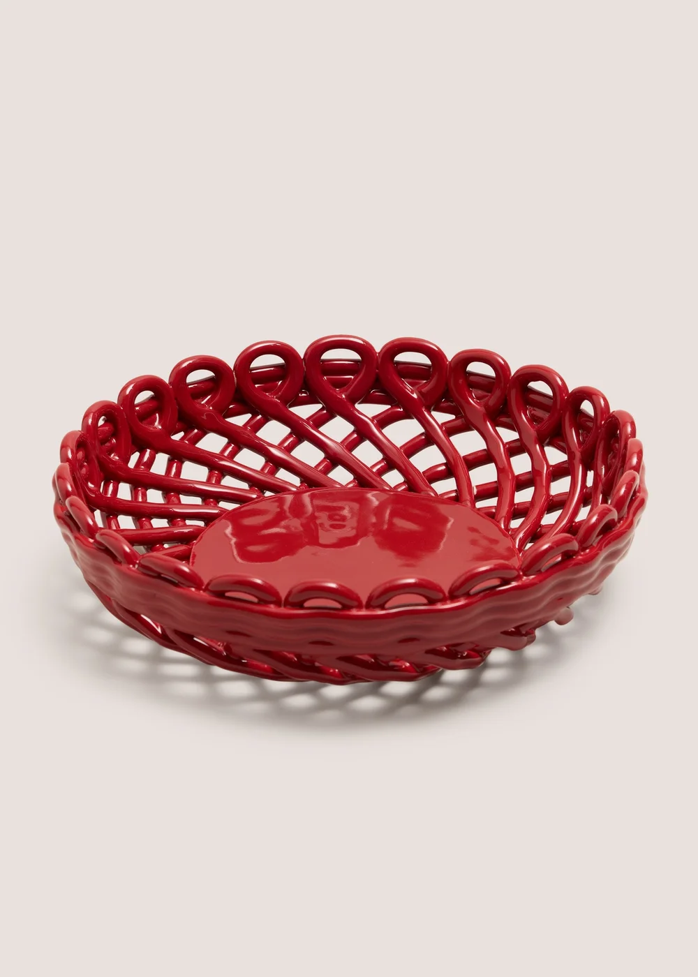 Red Woven Ceramic Bowl Image 1