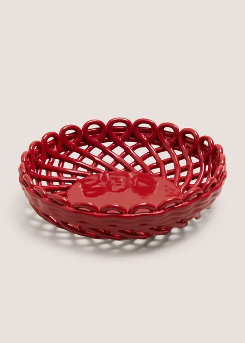 Red Woven Ceramic Bowl Image 1