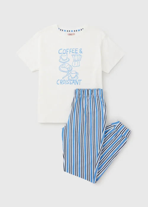 Blue Coffee & Croissant Pyjama Set - Extra small Image 3