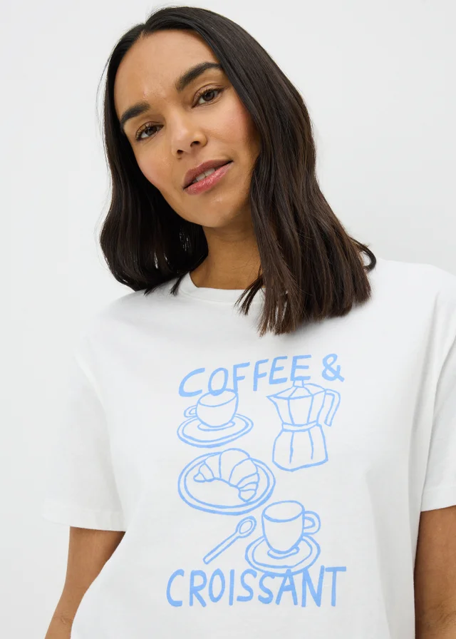 Blue Coffee & Croissant Pyjama Set