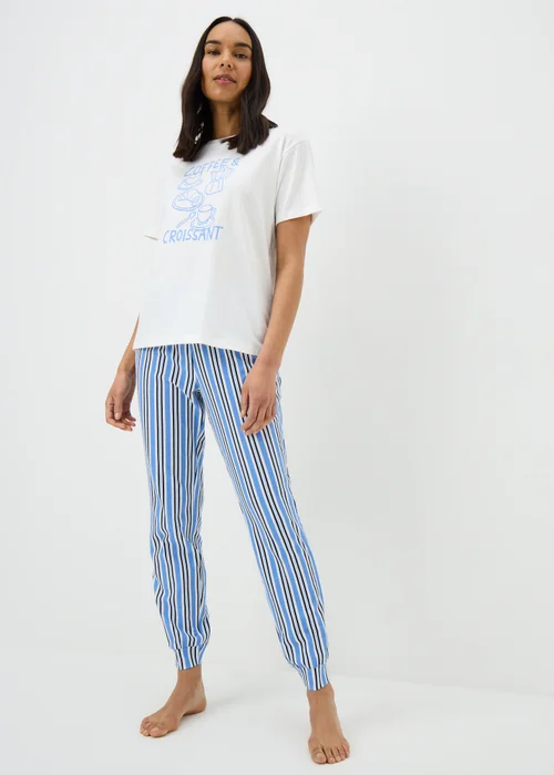 Blue Coffee & Croissant Pyjama Set - Extra small Image 1