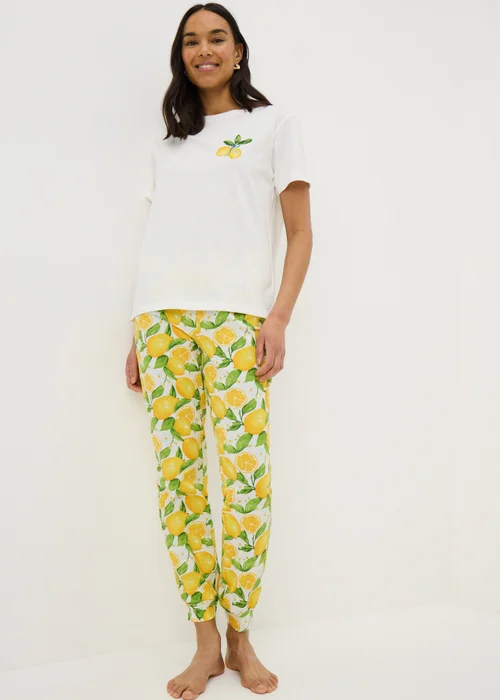 White Lemon Print Pyjama Set - Extra small Image 1